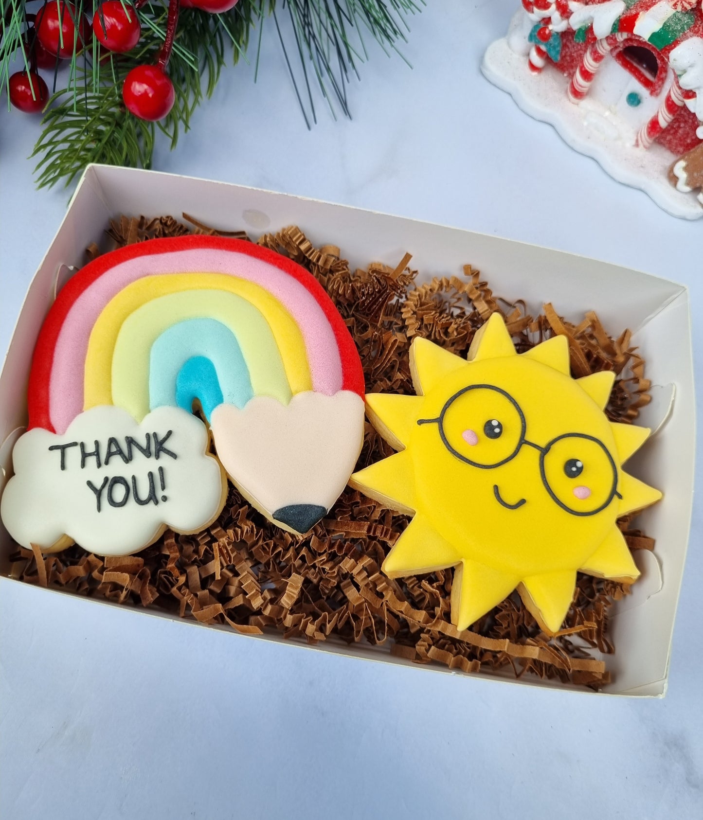 Teacher's appreciation cookies - Sun & Rainbow